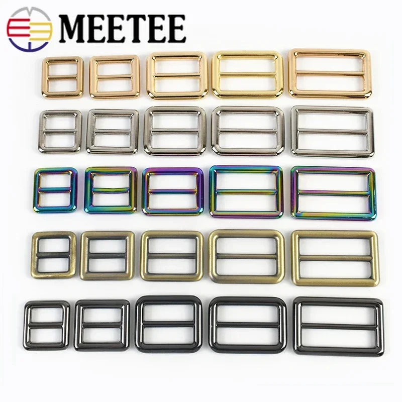 

10Pcs 16/20/26/32/38/50mm Tri-Glide Slider Adjust Metal Buckles for Backpack Web Strap DIY Bag Belt Leather Craft Accessories