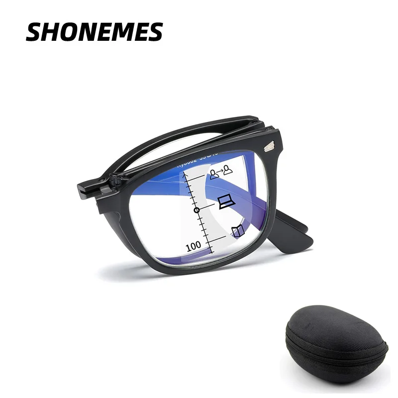 

SHONEMES Foldable Progressive Multifocal Reading Glasses Anti Blue Light Folding Presbyopia Eyeglasses Diopter +1 2.5 3 3.5 4