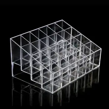 Caixas de Armazenamento Transparentes: A Solução Moderna para Organização 8 Clear 24 Grid Lipstick Stand Case Makeup Organizer Storage Box Lipstick Display Stand Holder Cosmetic Jewelry Organizer Box