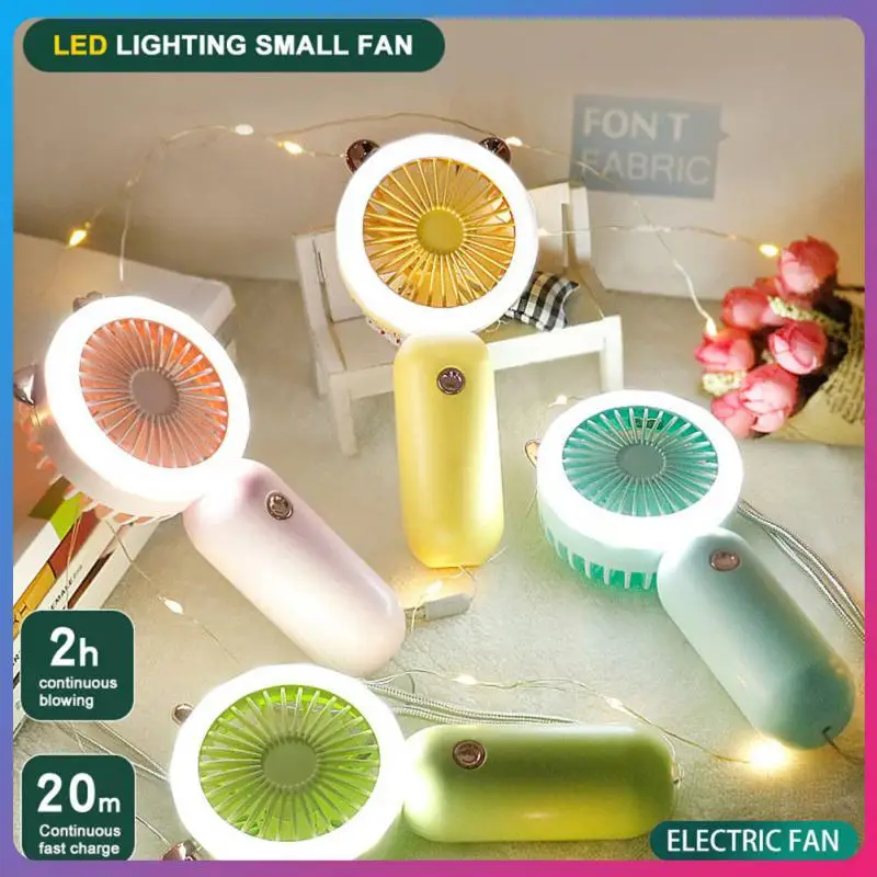 

Lazy Fan Usb Charge Portable Handheld Fan With Night Light Mini Desktop Fan Electric Fan Refrigerator 2-speed Adjustment