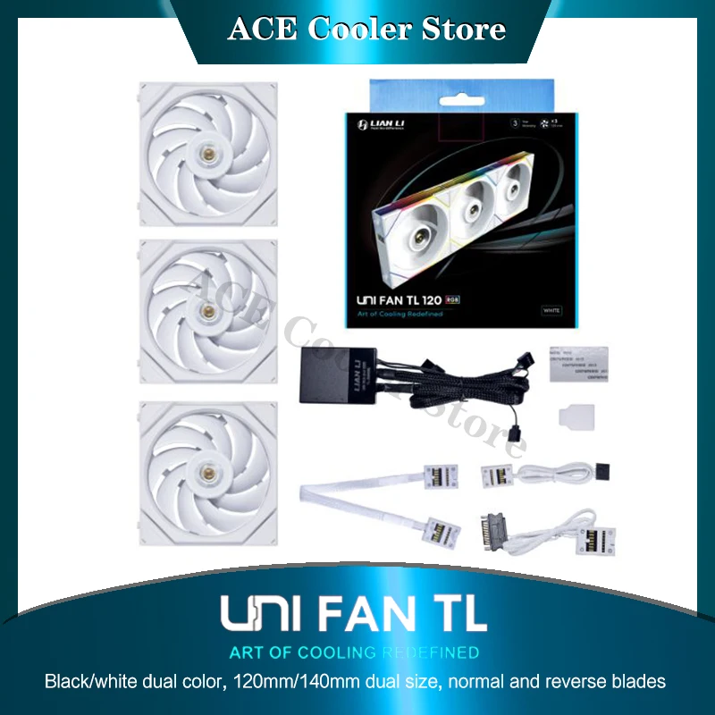 

Lian Li Uni Fan TL 120 140 Forward/Reverse Computer Case Radiator Fan ARGB, 90CFM 2600RPM Support L-Connect 3, 1 / 3 Pcs Pack