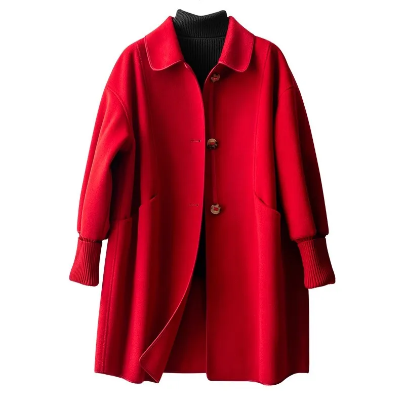 Double-Sided Woolen Coat Women Mid-Length Outerwear 2024 New Autumn Winter Coat Korean Casual Wool Jacket Ladies Overcoat B055
Double-Sided Woolen Coat Women Mid-Length Outerwear 2024 New Autumn Winter Coat Korean Casual Wool Jacket Ladies Overcoat B055