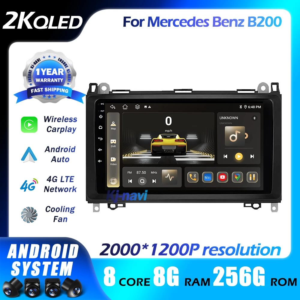 

Автомагнитола на Android 14 для Mercedes Benz B200 Sprinter W906 W639 AB Class W169 W245 Viano Vito Carplay QLED GPS Navi 2 Din WIFI 4G