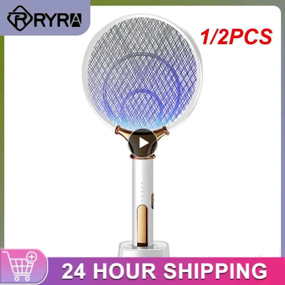 

1/2PCS 1200mAh Electric Mosquito Swatter LED Rechargeable Anti Fly Bug Zapper Killer Trap Insect Racket Pest Control Product