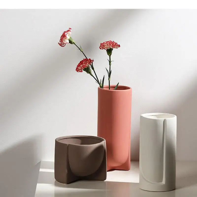 

Minimalism Ceramic Vase Creative Crafts Flower Pots Desk Decoration Artificial Flowers Decorative Floral Arrangement Vases