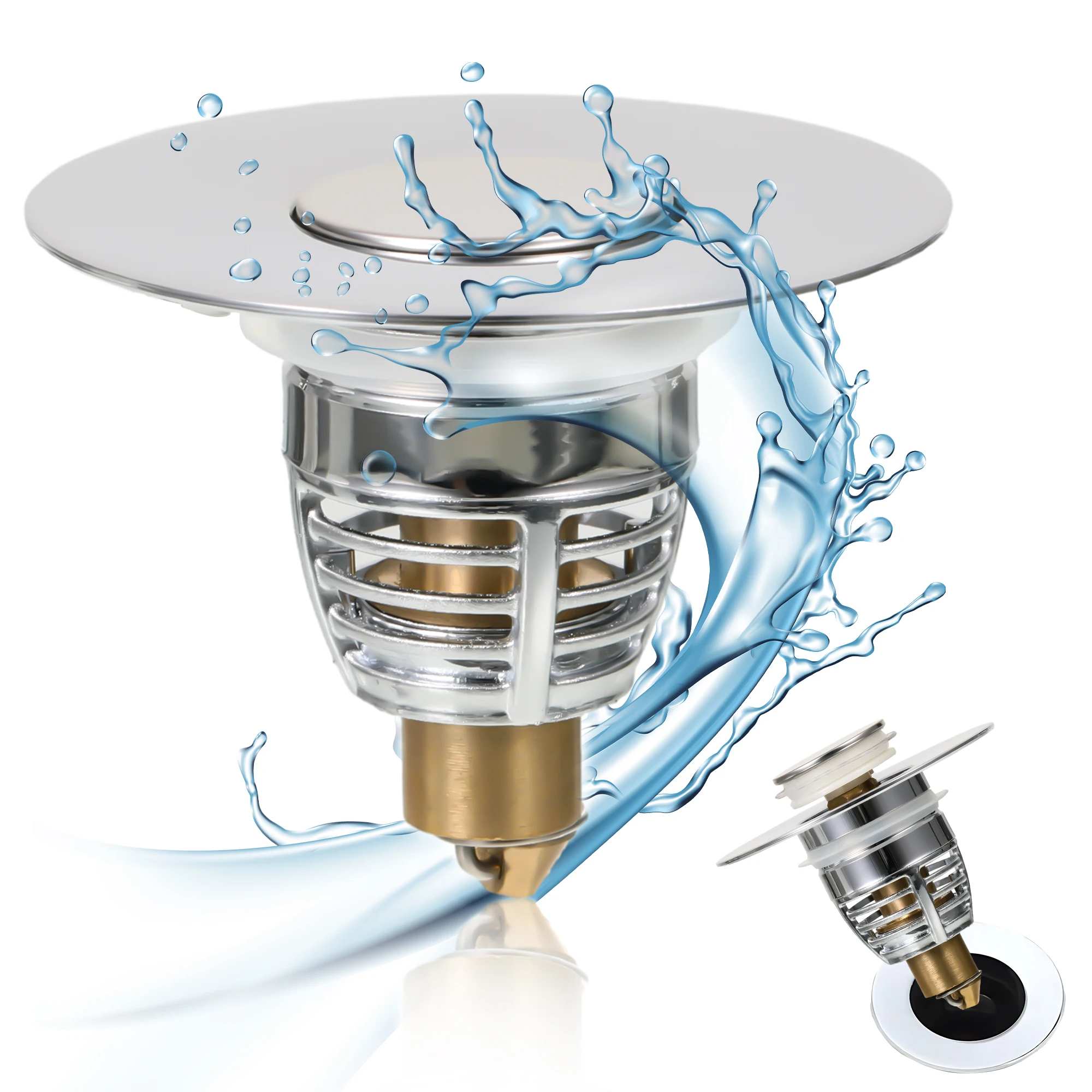 Универсальный дренажный фильтр из нержавеющей стали для простой установки и без повреждений для раковины, не требует инструмента 
Универсальный дренажный фильтр из нержавеющей стали для простой установки и без повреждений для раковины, не требует инструмента