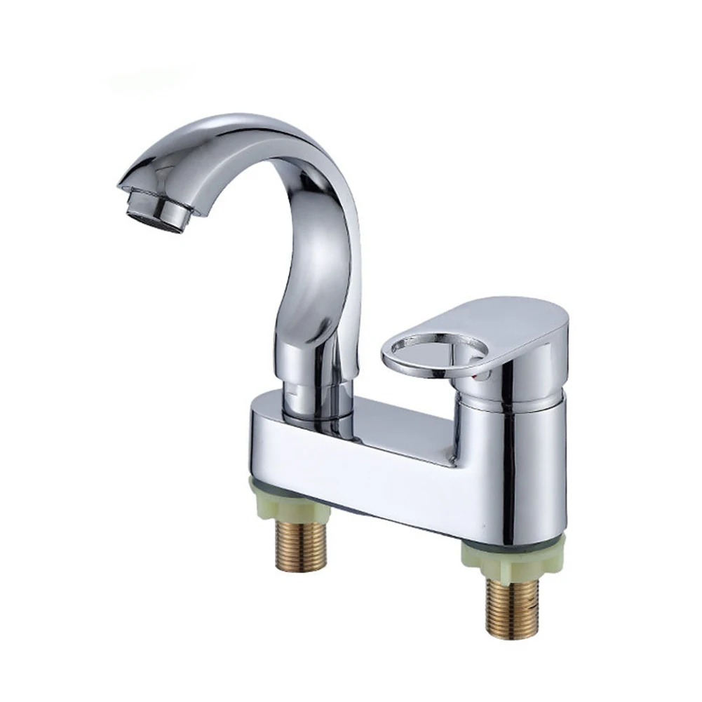 

Bathroom Washbasin Faucet 360° Rotating Basin Sink Mixer Tap Double Hole Deck Mounted Cold And Hot Water Faucet Chrome