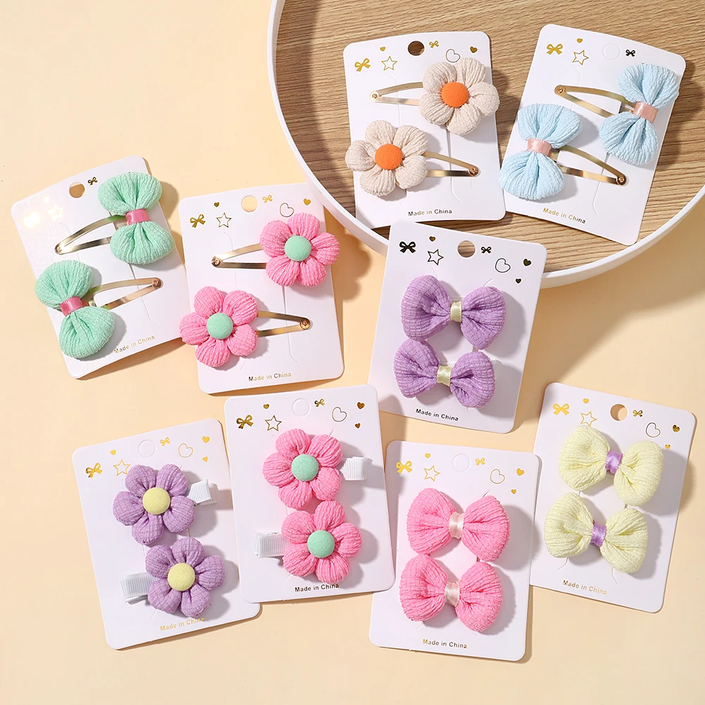 

8pcs/set Children's Cute Fabric Flower Bow Pair Clip Hair Accessories Set Girl Hairpin Temperament Clip Baby Headdress Wholesale