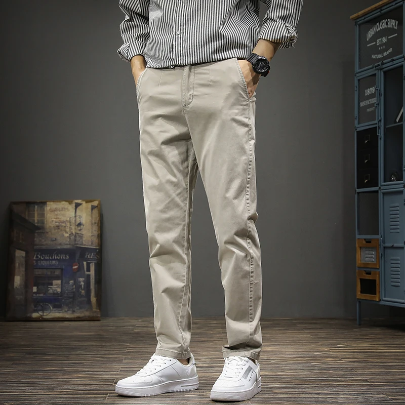 Autumn Casual Pants Men Korean Style Light Gray Cotton Slim Fit Straight Trousers
Autumn Casual Pants Men Korean Style Light Gray Cotton Slim Fit Straight Trousers