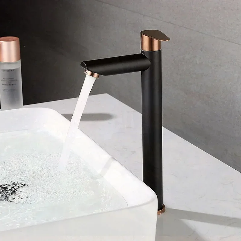 

Black Rose Gold Deck Mounted Kitchen Sink Tap 304 Stainless Steel Basin Faucet Bathroom Washbasin Faucets Single Cold Water Tap