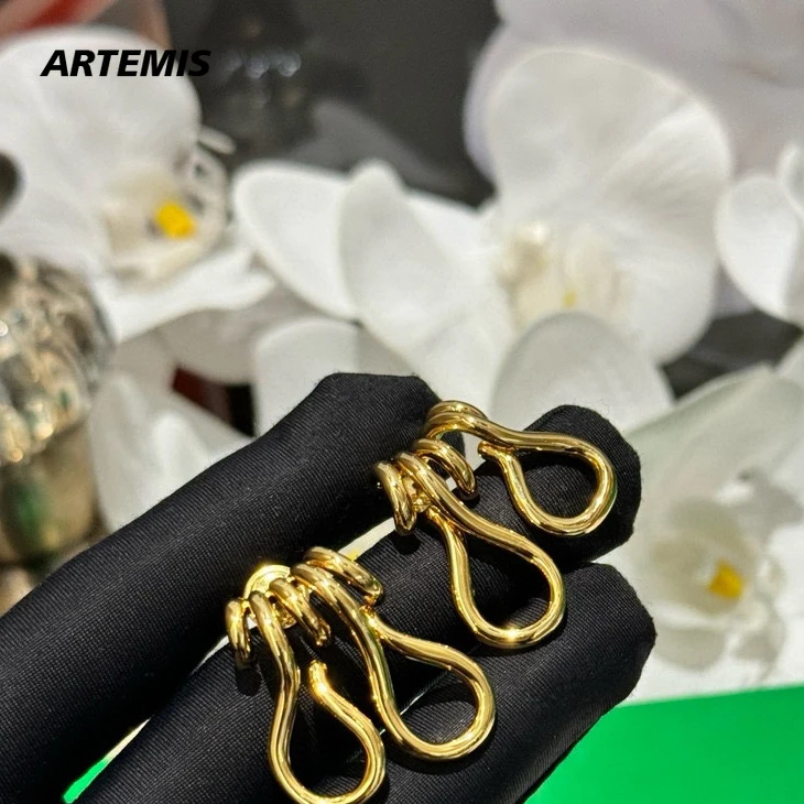 

2024 New Europe Designer 24K Gold Plating Irregular Luxury Earrings Woman Top Quality Jewelry Trend