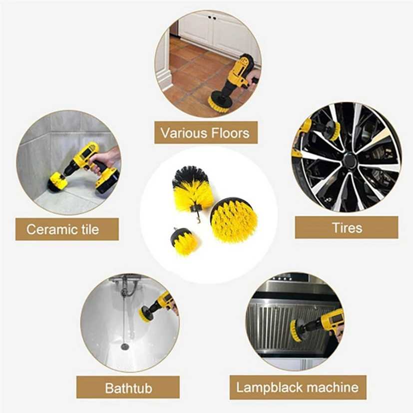 

Drill Brush Cleaner Scrubbing Brushes for Bathroom Surface Grout Tile Tub Shower Kitchen Auto Care Cleaning Tools