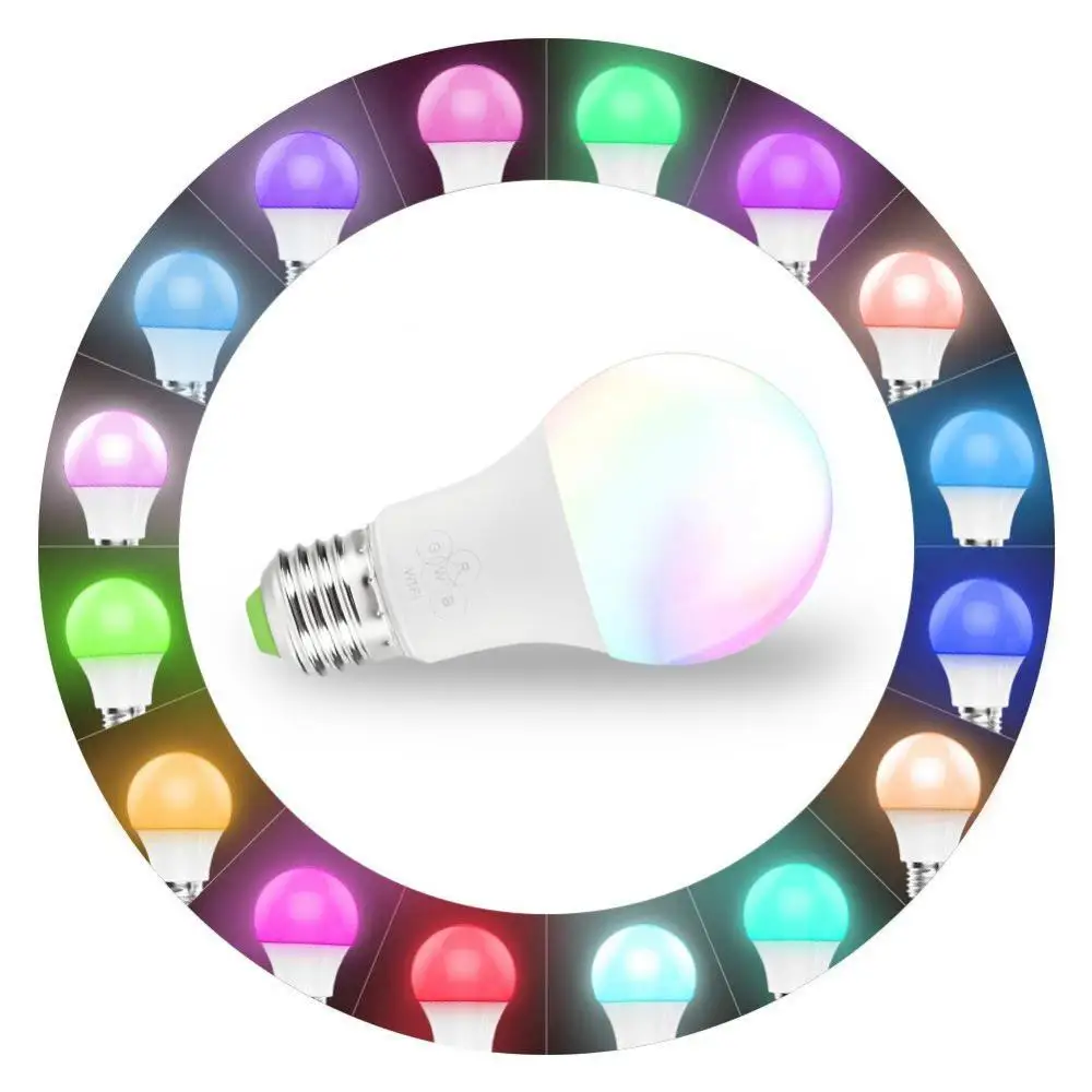 

4.5W Wifi Smart Bulb Home E27 Dimmable Colorful LED Lamp RGB Color Light Remote Control Via Alexa Home