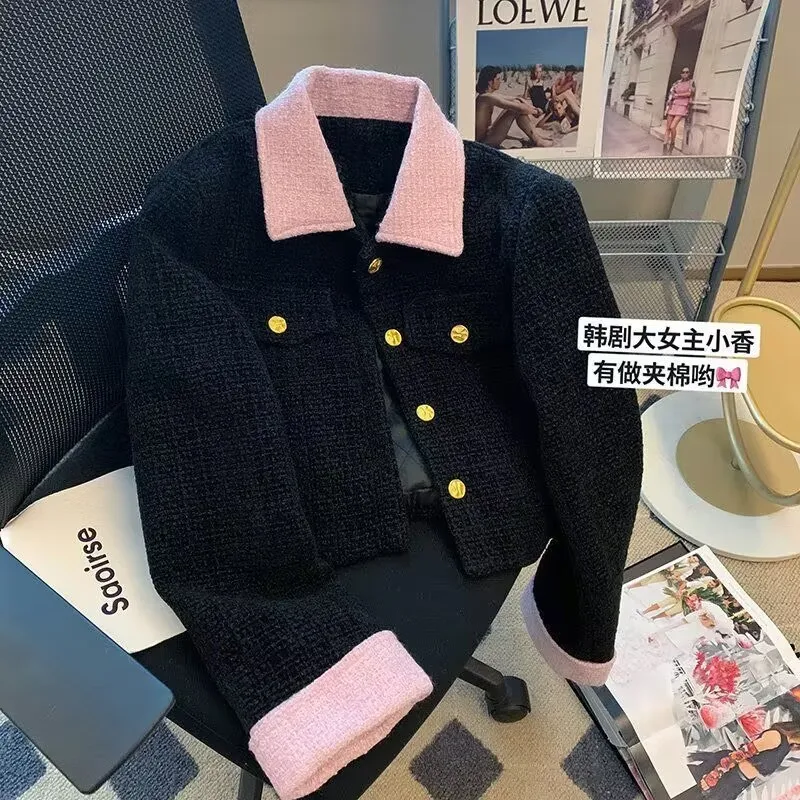 Korean Cropped Tweed Jacket Women 2023 Spring Autumn Turn Down Collar Vintage Outwear Ladies Office Work Single Breasted Coat
Korean Cropped Tweed Jacket Women 2023 Spring Autumn Turn Down Collar Vintage Outwear Ladies Office Work Single Breasted Coat