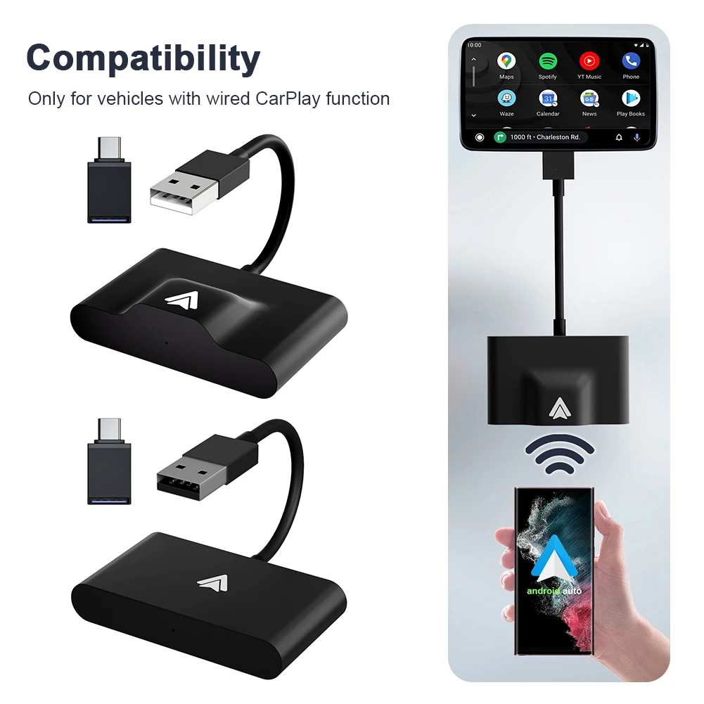 Android Auto Wireless Adapter Plug and Play Wired to Wireless Adapter for Android Auto 2.4G&5G WiFi Auto Pairing OTA Upgrade
Android Auto Wireless Adapter Plug and Play Wired to Wireless Adapter for Android Auto 2.4G&5G WiFi Auto Pairing OTA Upgrade