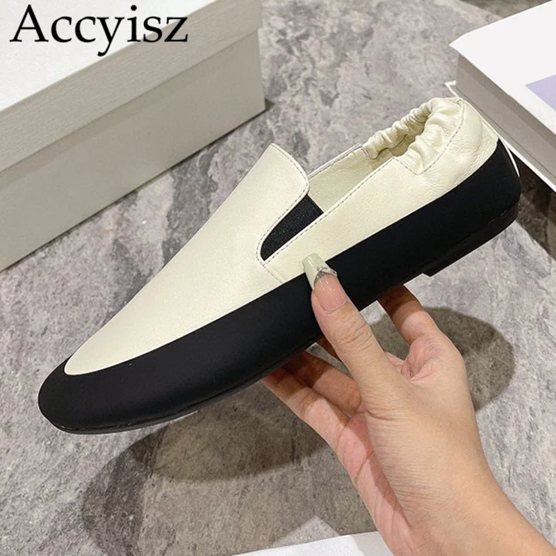 Туфли женские из натуральной кожи, лоферы на плоской подошве, круглый носок, эластичная резинка, Повседневная Удобная прогулочная обувь, разные цвета, весна-осень
Туфли женские из натуральной кожи, лоферы на плоской подошве, круглый носок, эластичная резинка, Повседневная Удобная прогулочная обувь, разные цвета, весна-осень