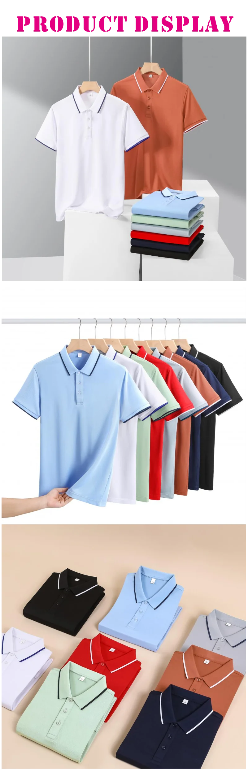 أزياء الصيف القمصان للرجال والنساء قمصان بولو قصيرة الأكمام طية صدر السترة مخصص طباعة شعار التطريز أزياء الصيف القمصان للرجال والنساء قمصان بولو قصيرة الأكمام طية صدر السترة مخصص طباعة شعار التطريز