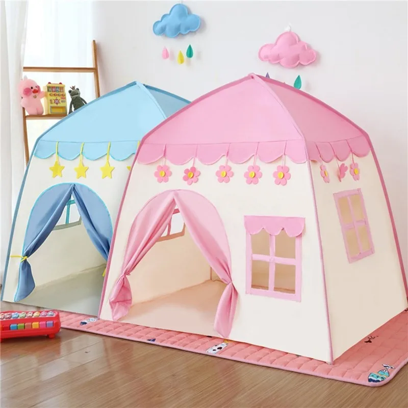 

Портативная детская палатка Wigwam, складные детские палатки Tipi, детский игровой домик для маленьких девочек, Розовый Замок принцессы, украшение детской комнаты