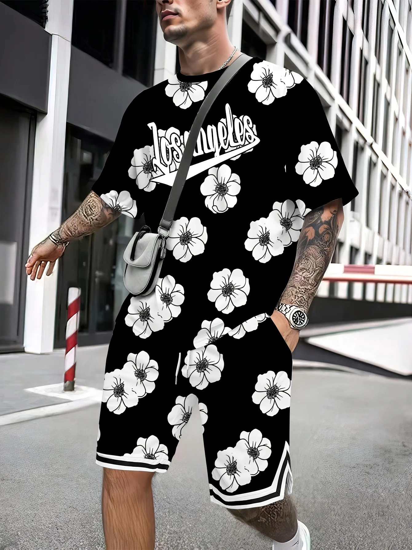 صيف 2025 مجموعة ملابس رجالية جديدة ثلاثية الأبعاد مطبوعة زهرة في الهواء الطلق مجموعة أزياء غير رسمية صيف 2025 مجموعة ملابس رجالية جديدة ثلاثية الأبعاد مطبوعة زهرة في الهواء الطلق مجموعة أزياء غير رسمية