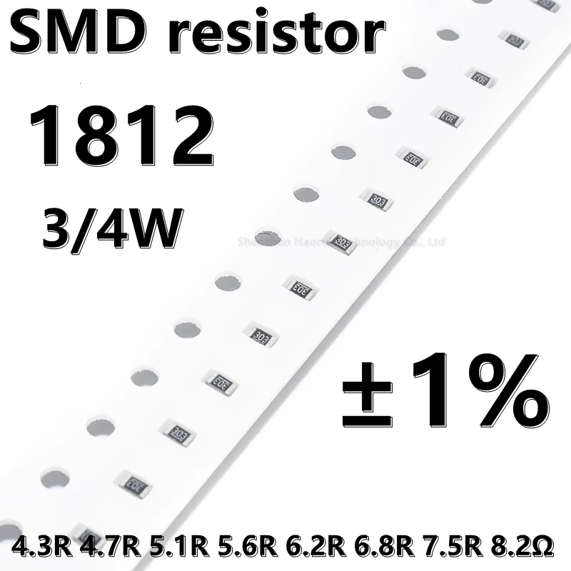 (20 шт.) 1812 SMD резистор 1% 4.3R 4.7R 5.1R 5.6R 6.2R 6.8R 7.5R 8.2Ω 3/4W Высокое качество
(20 шт.) 1812 SMD резистор 1% 4.3R 4.7R 5.1R 5.6R 6.2R 6.8R 7.5R 8.2Ω 3/4W Высокое качество