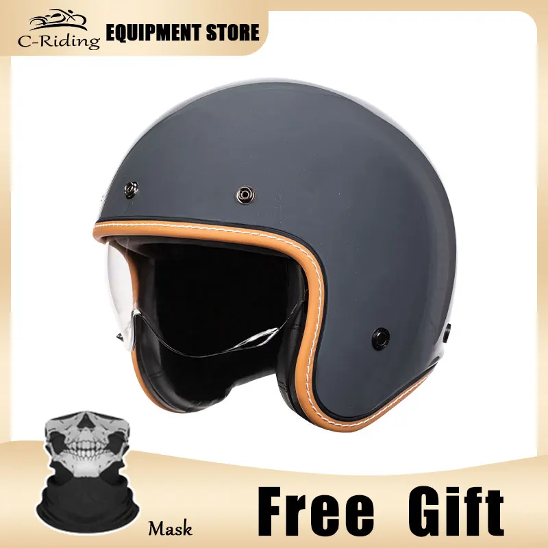 

TT&COCASCOS DOT Approved Open Face Helmet 3/4 Motorcycle Helmets Men German Style Jet Helmet Four Seasons Capacete De Moto