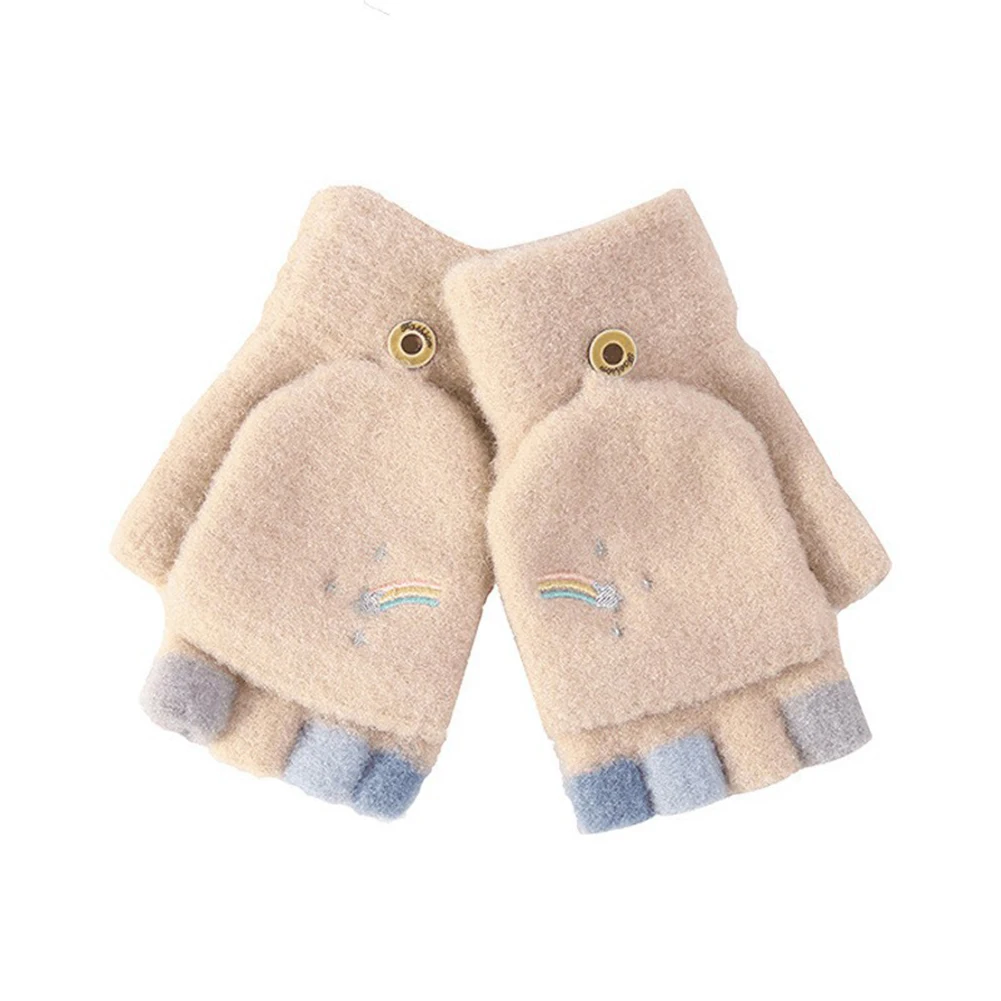 

Versatile Comfortable Cashmere Gloves Flip Up Fingerless Khaki/Pink/Grey/Navy Blue/Blue Winter Sports Accessories