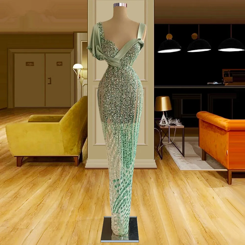 Mint Green Sheer Neck Evening Dresses Sleeveless Illusion See Through Prom Gowns Custom Made Sequined Mermaid Party Dresses
Mint Green Sheer Neck Evening Dresses Sleeveless Illusion See Through Prom Gowns Custom Made Sequined Mermaid Party Dresses