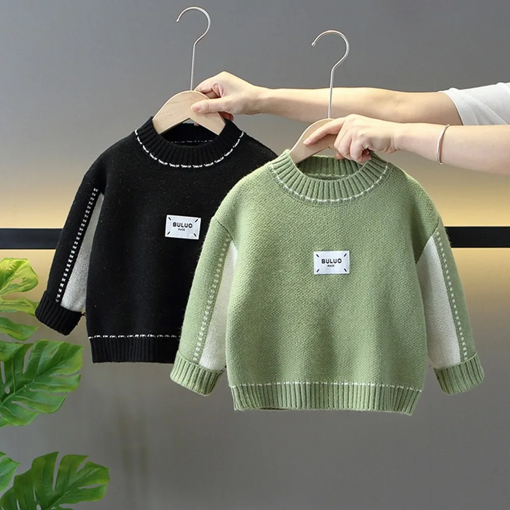 

Boy Knit Sweater Winter Clothes Boys 2023 Korean Children's Clothing Autumn Knit Junior Sweater for Girl Kids Child HEATTECH