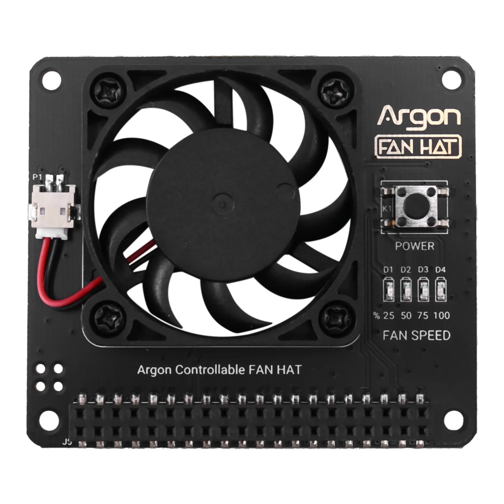 

Argon Fan HAT for Raspberry Pi 4/ 3 Cooling Fan with Software Adjustable Speed / 40mm Big Fan for Raspberry Pi4