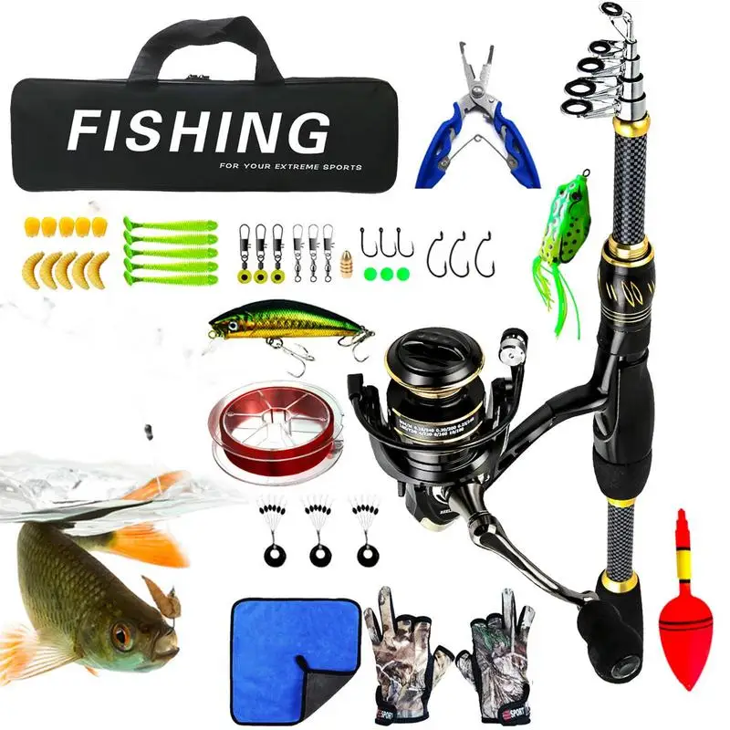 

Fishing Poles And Reels Combo Spinning Reels Kit Fishing Combos With Telescopic Fishing Pole Spinning Reels Fishing Carrier Bag