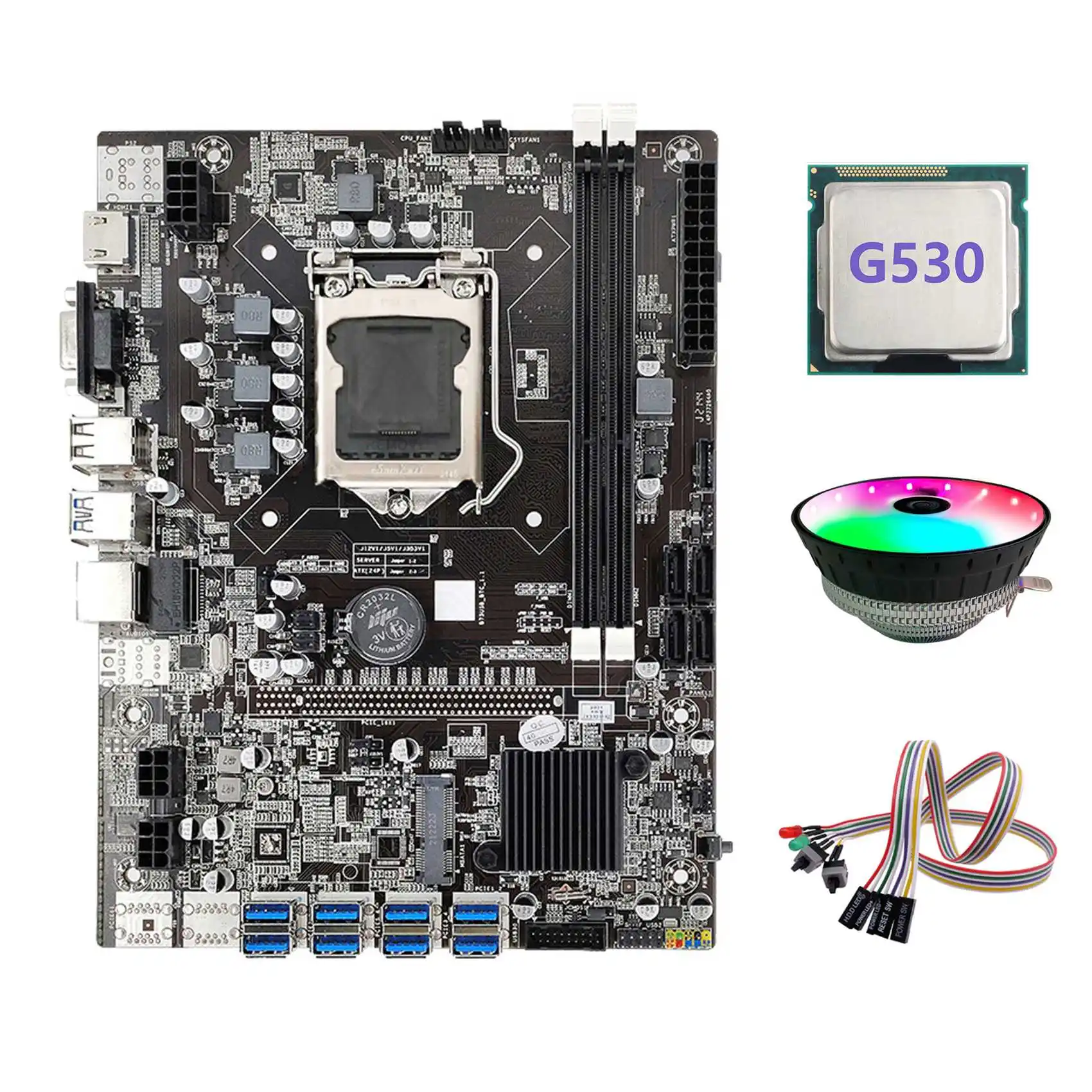 Материнская плата B75 ETH 8XPCIE к USB + G530 ЦПУ + двойной кабель переключения с фотоэлементами + RGB вентилятор LGA1155 B75 USB материнская плата для майнинга
Материнская плата B75 ETH 8XPCIE к USB + G530 ЦПУ + двойной кабель переключения с фотоэлементами + RGB вентилятор LGA1155 B75 USB материнская плата для майнинга