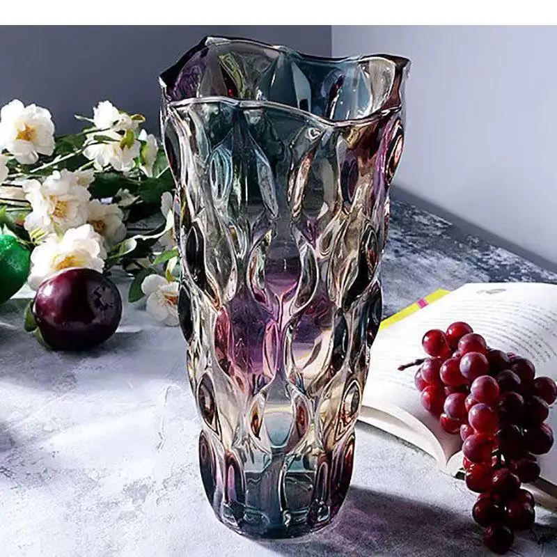 

Color Relief Glass Vase Creative Hydroponic Flower Pots Desk Decoration Artificial Flower Decorative Floral Arrangement Vases