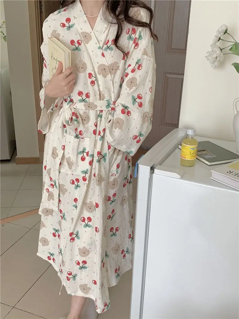 Women's Pajamas Home Clothes Night Dress Robe Long Sleeve Korea Woman Summer Offer Sleepwear Sexy Korean Attractive Nightwear Women's Pajamas Home Clothes Night Dress Robe Long Sleeve Korea Woman Summer Offer Sleepwear Sexy Korean Attractive Nightwear