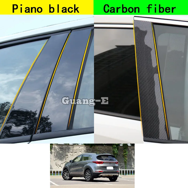 

For Kia Sportage KX5 2016 2017 2018-2022 Car PC Material Pillar Post Cover Door Trim Window Piano Black Molding Sticker Plate