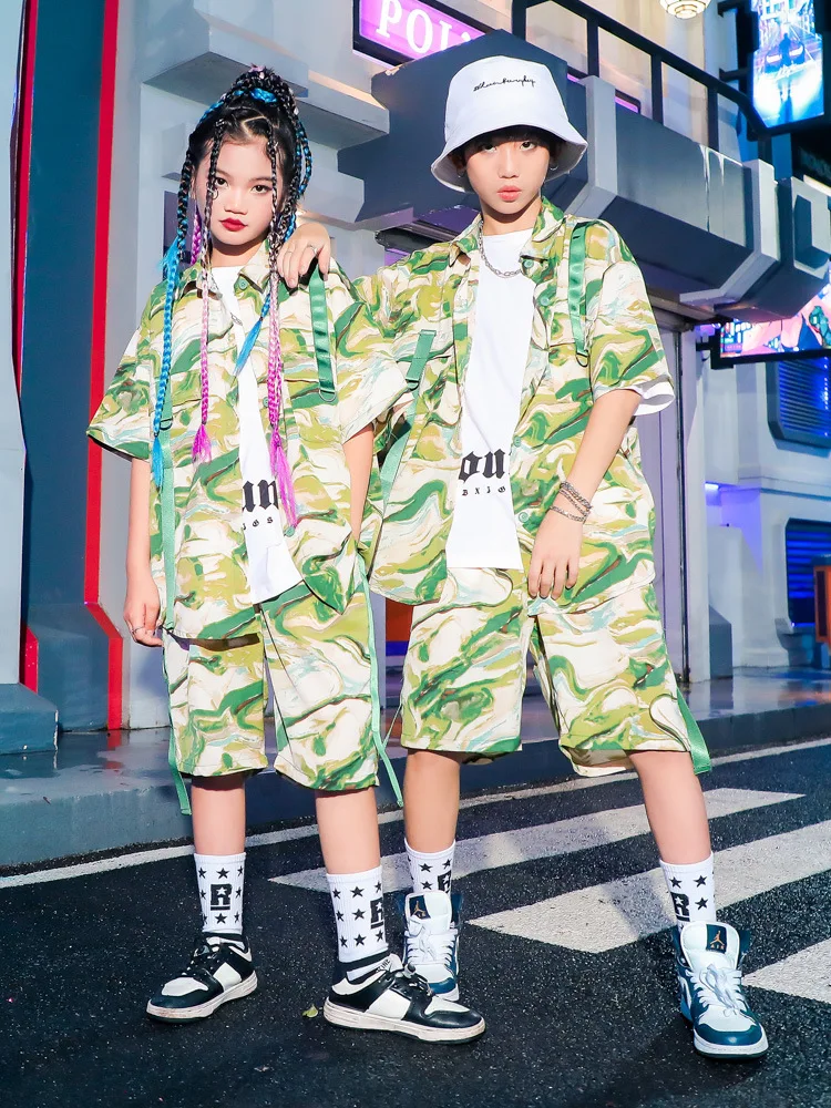 Kid Cool Hip Hop Clothing Green Print Strap Shirt Top Casual Wide Summer Shorts for Girls Boys Jazz Dance Costume Clothes Set
Kid Cool Hip Hop Clothing Green Print Strap Shirt Top Casual Wide Summer Shorts for Girls Boys Jazz Dance Costume Clothes Set