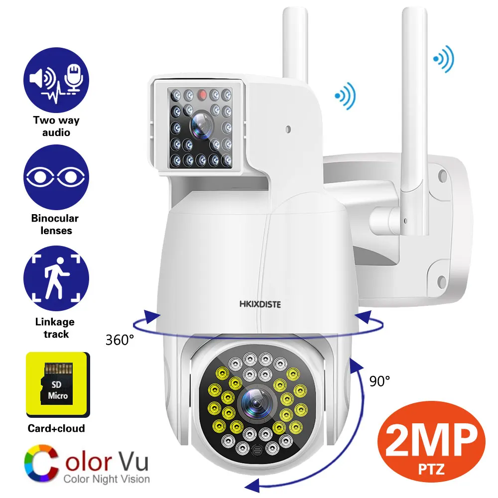 2MP Full HD IP WIFI Camera Video Surveillance Outdoor Security Protetion CCTV Dual Lens Two-Way Audio 5X ZOOM PTZ Linkage Track
2MP Full HD IP WIFI Camera Video Surveillance Outdoor Security Protetion CCTV Dual Lens Two-Way Audio 5X ZOOM PTZ Linkage Track