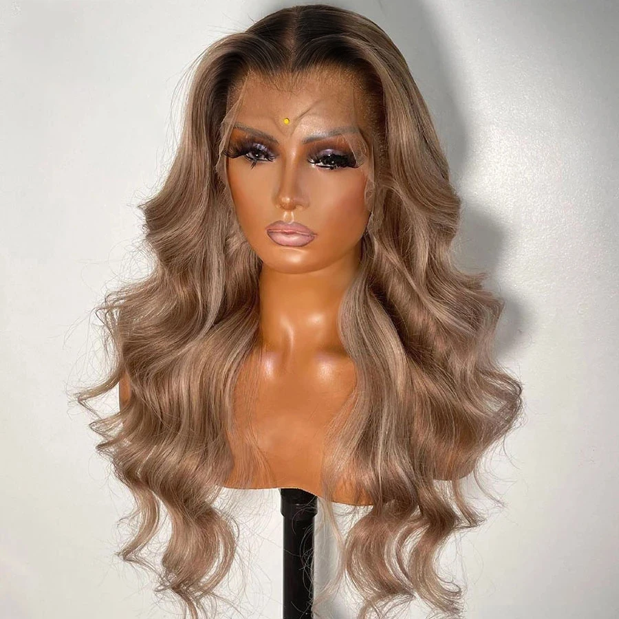 

Long Highlight Ombre Ash Blonde Wave European Virgin HumanHair Jewish Wig 13x6Lace Front Kosher Sheitel Wig For Women BabyHair