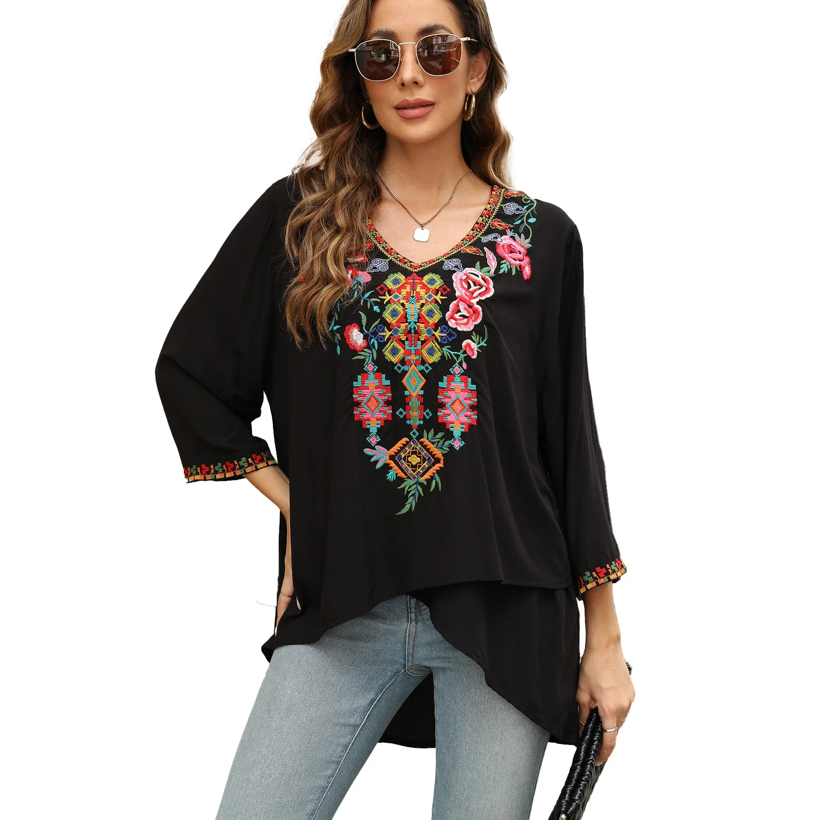 Casual Summer Blusas Vintage Cotton Rayon Boho Ethnic Floral Embroidery Blouses Loose Long Blouse Shirt for Women Tops
Casual Summer Blusas Vintage Cotton Rayon Boho Ethnic Floral Embroidery Blouses Loose Long Blouse Shirt for Women Tops