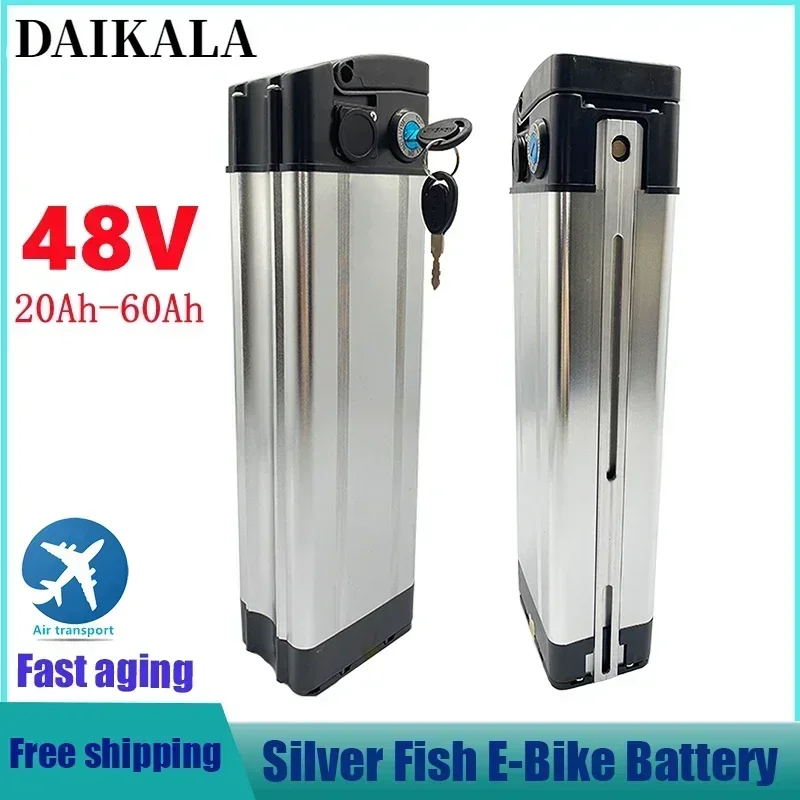 48V 20ah 30ah 40ah 50ah 60ah Silver Fish Style Electric Bike Battery 48V Lithium Battery with Aluminum Case Anti-theft Lock
48V 20ah 30ah 40ah 50ah 60ah Silver Fish Style Electric Bike Battery 48V Lithium Battery with Aluminum Case Anti-theft Lock