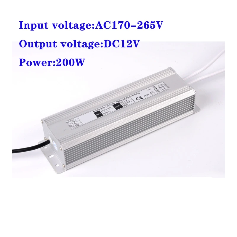 IP67 LED Waterproof Power Supply Input AC100-265V Output 12V 16.67A 200W /Transformator Driver
IP67 LED Waterproof Power Supply Input AC100-265V Output 12V 16.67A 200W /Transformator Driver