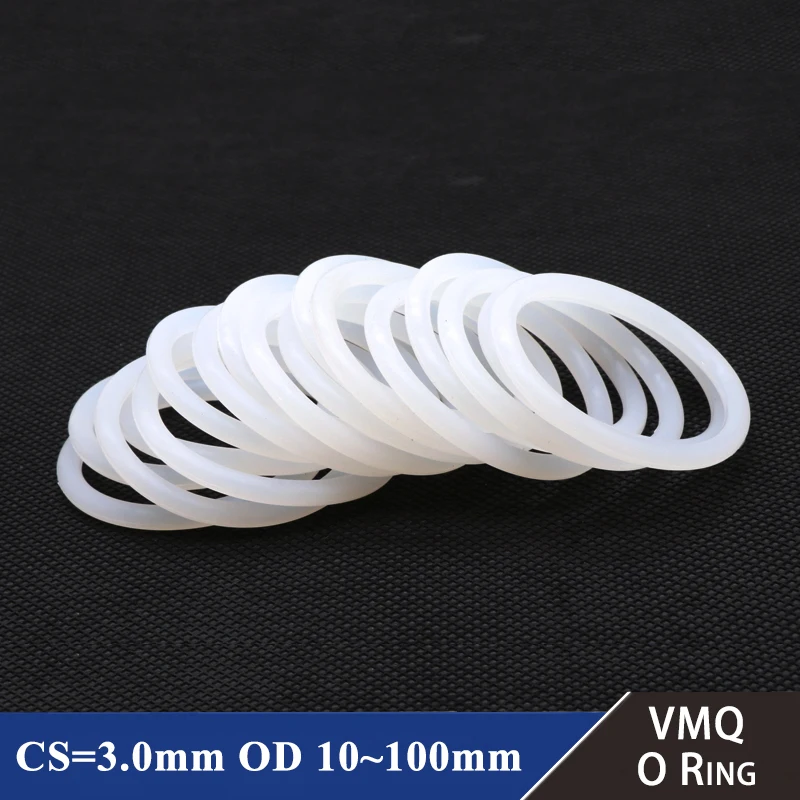 10/50Pcs White Food GradeSilicone O Ring Gasket CS 3mm OD 10 ~ 100mm Waterproof Washer Rubber Insulated O Shape VMQ O Rings
10/50Pcs White Food GradeSilicone O Ring Gasket CS 3mm OD 10 ~ 100mm Waterproof Washer Rubber Insulated O Shape VMQ O Rings