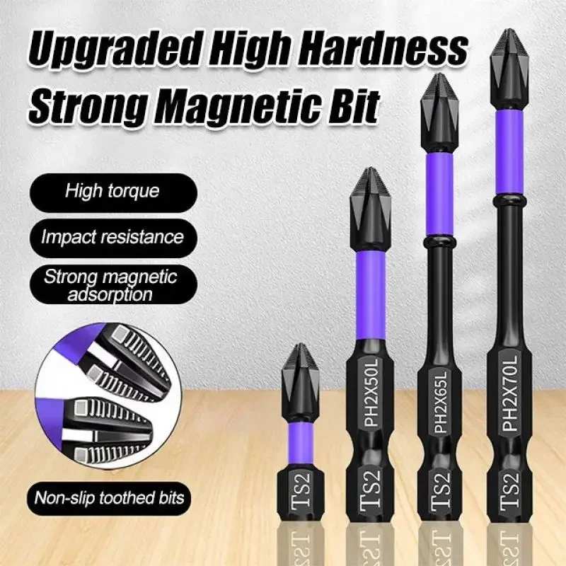 

6PCS Upgraded High Hardness And Strong Magnetic Bit 25/65/70/90/150mm Non-slip Cross High Hardness Electric Hand Drill Screw Set