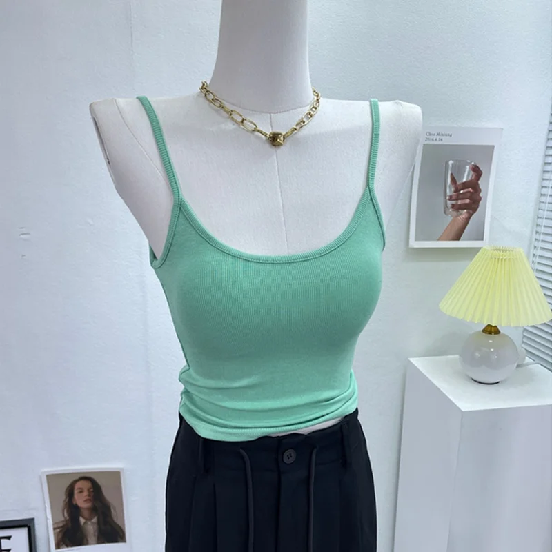 

BEENLE Sleeveless Thin Shoulder Strap Short Small Suspender Vest Female Outer Wear Slim Summer Leggings Bottoming Shirt Top