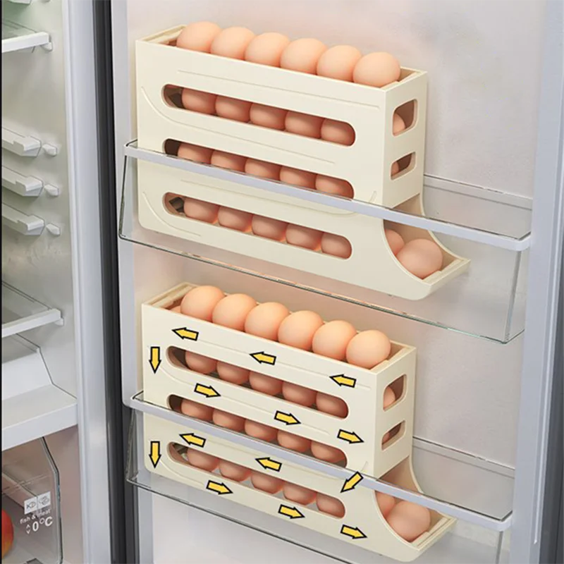 2/4 Layers Automatic Scrolling Egg Rack Holder Storage Box Egg Basket Containers Egg Case Holder Refrigerator Storage Organizer 
2/4 Layers Automatic Scrolling Egg Rack Holder Storage Box Egg Basket Containers Egg Case Holder Refrigerator Storage Organizer