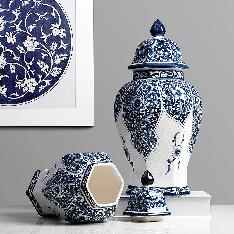 Nordic Blue Pattern General Jar Vase Flower Arrangement Desktop Decoration Large Ceramic Sealed Storage Jar Vase Home Decoration
Nordic Blue Pattern General Jar Vase Flower Arrangement Desktop Decoration Large Ceramic Sealed Storage Jar Vase Home Decoration