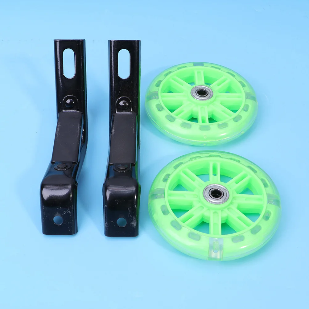 

2 Pcs Bikes Balance Auxiliary Wheel Flash Flashing Mute Training Cycling Wheels with Bracket Kid Accessories Child Kids