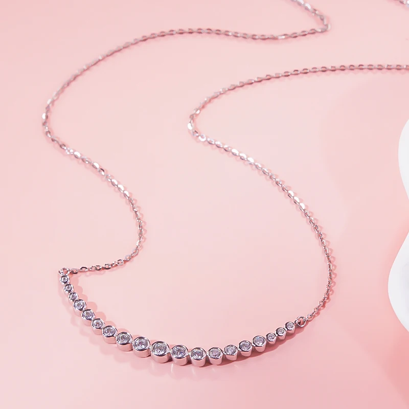 Smile Cubic Zrconia Diamond Necklace For Women 925 Sterling Silver Row Valentine's Day Gift Wedding Engagement Fine Jewelry 
Smile Cubic Zrconia Diamond Necklace For Women 925 Sterling Silver Row Valentine's Day Gift Wedding Engagement Fine Jewelry