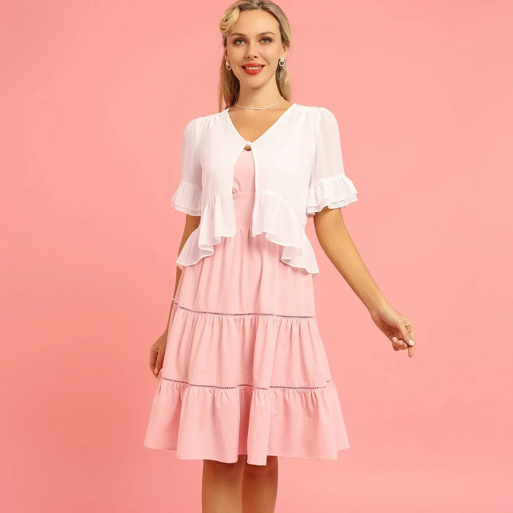 BP Chiffon Blouse Women Short Sleeve Shirts High-Low Ruffled Hem Top V-Neck One-Button T-shirt Lady Summer See Through Cover Up
BP Chiffon Blouse Women Short Sleeve Shirts High-Low Ruffled Hem Top V-Neck One-Button T-shirt Lady Summer See Through Cover Up