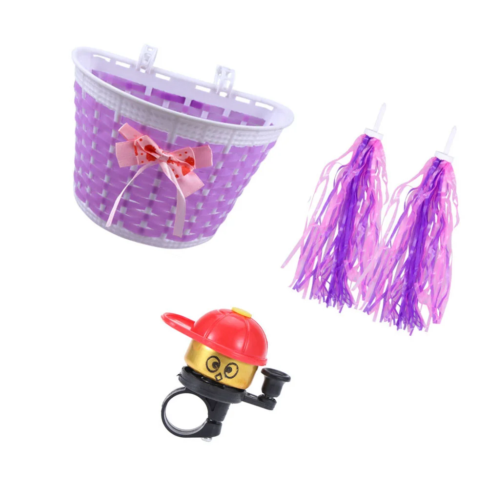 

4 Pcs Bike Handlebar Basket Bell Storage Scooter Accessories with Bells Streamers Bikes for Boys Child