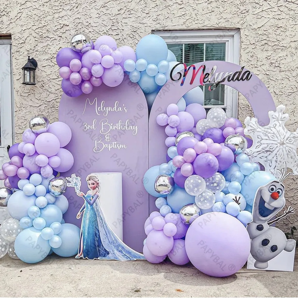 

Disney Frozen Princess Theme Purple Blue Latex Balloons Kids Birthday Arch Garland Kit Snowflake Party Decor Baby Shower Globos